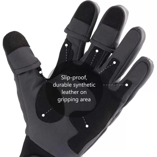 BASSDASH WintePro Insulated Fishing Gloves Water Repellent with Fleece Lining Cold Weather Winter Gloves for Men Women Ice Fishing Hunting Photography HikingGrey