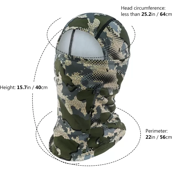 BASSDASH Winter Balaclava Fleece Ski Mask Ninja Hood Neck Warmer Fishing HuntingGreen Vegetation Camo