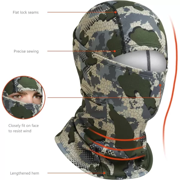 BASSDASH Winter Balaclava Fleece Ski Mask Ninja Hood Neck Warmer Fishing HuntingGreen Vegetation Camo