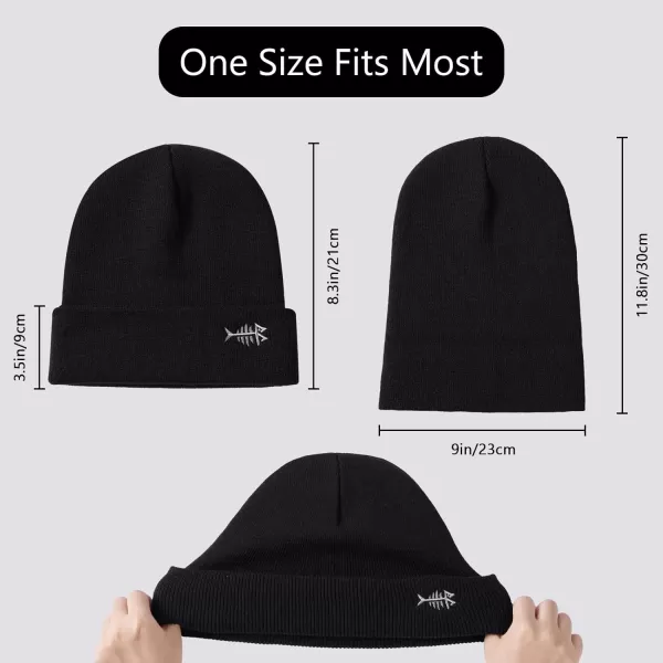 BASSDASH Winter Stretchy Knit Beanie Hats Soft Warm for Men Women Lightweight Stylish Unisex Cuffed Beanies2pack Blackdarkheather Grey