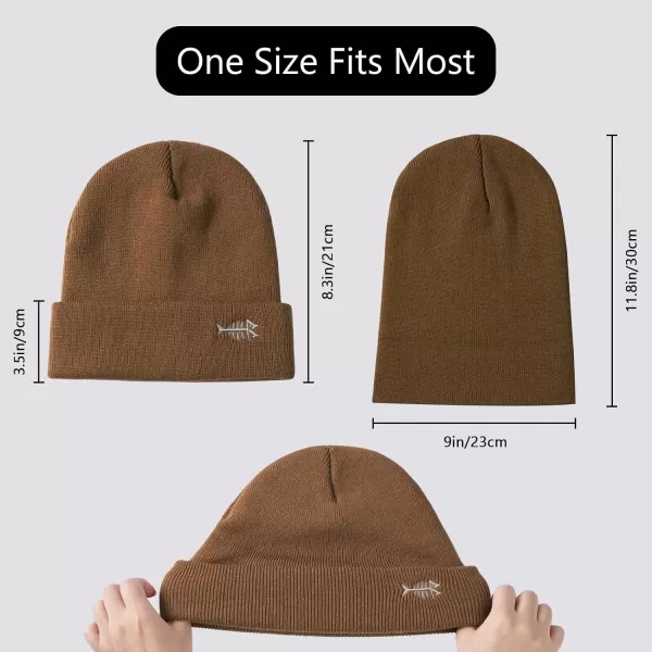 BASSDASH Winter Stretchy Knit Beanie Hats Soft Warm for Men Women Lightweight Stylish Unisex Cuffed Beanies2pack Brownlight Pink