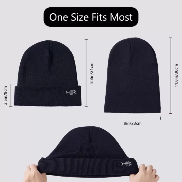 BASSDASH Winter Stretchy Knit Beanie Hats Soft Warm for Men Women Lightweight Stylish Unisex Cuffed Beanies2packdark Bluedarkheather Grey