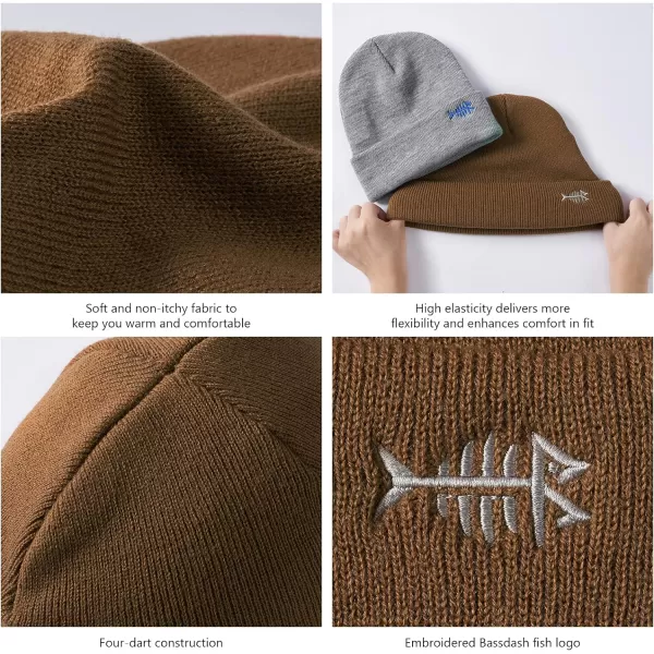 BASSDASH Winter Stretchy Knit Beanie Hats Soft Warm for Men Women Lightweight Stylish Unisex Cuffed BeaniesBrown