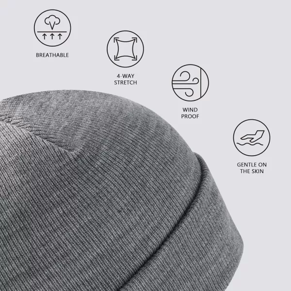 BASSDASH Winter Stretchy Knit Beanie Hats Soft Warm for Men Women Lightweight Stylish Unisex Cuffed BeaniesLight Heather Grey