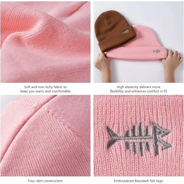 BASSDASH Winter Stretchy Knit Beanie Hats Soft Warm for Men Women Lightweight Stylish Unisex Cuffed BeaniesLight Pink