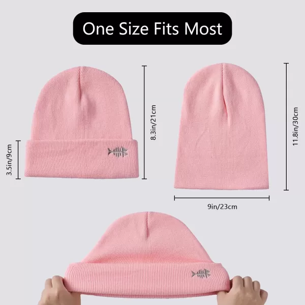 BASSDASH Winter Stretchy Knit Beanie Hats Soft Warm for Men Women Lightweight Stylish Unisex Cuffed BeaniesLight Pink