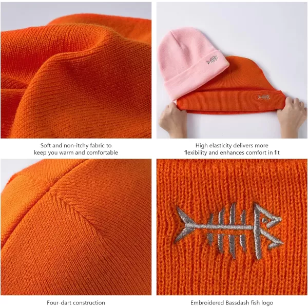 BASSDASH Winter Stretchy Knit Beanie Hats Soft Warm for Men Women Lightweight Stylish Unisex Cuffed BeaniesOrange