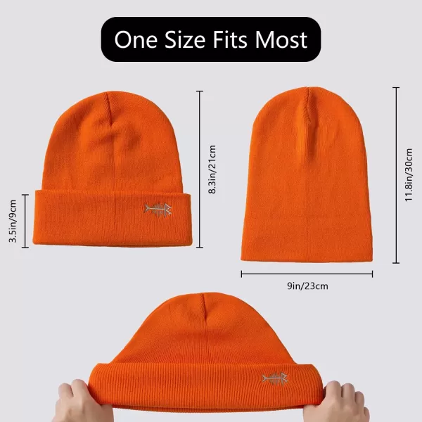 BASSDASH Winter Stretchy Knit Beanie Hats Soft Warm for Men Women Lightweight Stylish Unisex Cuffed BeaniesOrange