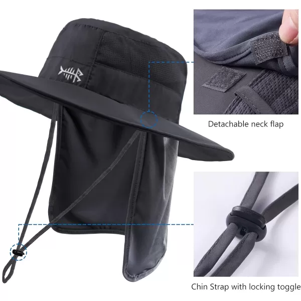 BASSDASH Women UPF 50 Sun Hat with Ponytail Hole Neck Flap Water Resistant Fishing OutdoorDark Grey