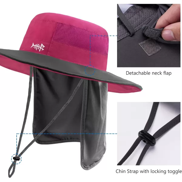 BASSDASH Women UPF 50 Sun Hat with Ponytail Hole Neck Flap Water Resistant Fishing OutdoorRose PinkDark Grey