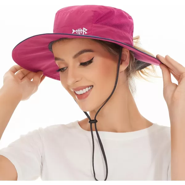 BASSDASH Women UPF 50 Sun Hat with Ponytail Hole Neck Flap Water Resistant Fishing OutdoorRose PinkDark Grey