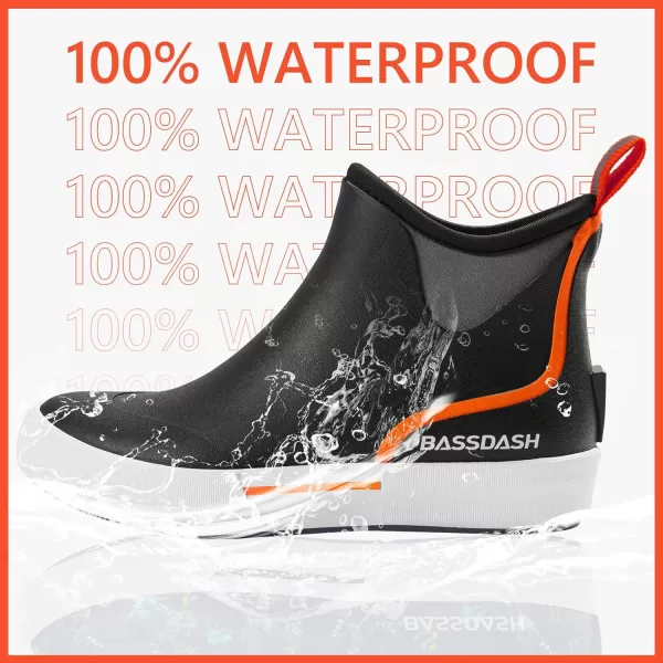 BASSDASH Womens 45 Waterproof Deck Ankle Rain Boots AntiSlip Neoprene Rubber Garden Fishing BootsBlack