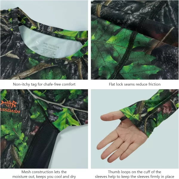 BASSDASH Womens Camo Hunting Shirt Long Sleeve UPF 50 Sun Protection Performance Tee Fishing HikingGreen Leaf Camo