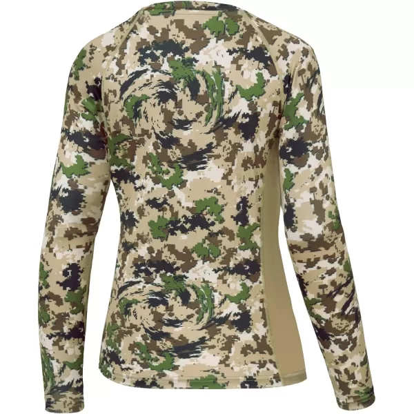 BASSDASH Womens Camo Hunting Shirt Long Sleeve UPF 50 Sun Protection Performance Tee Fishing HikingHighland