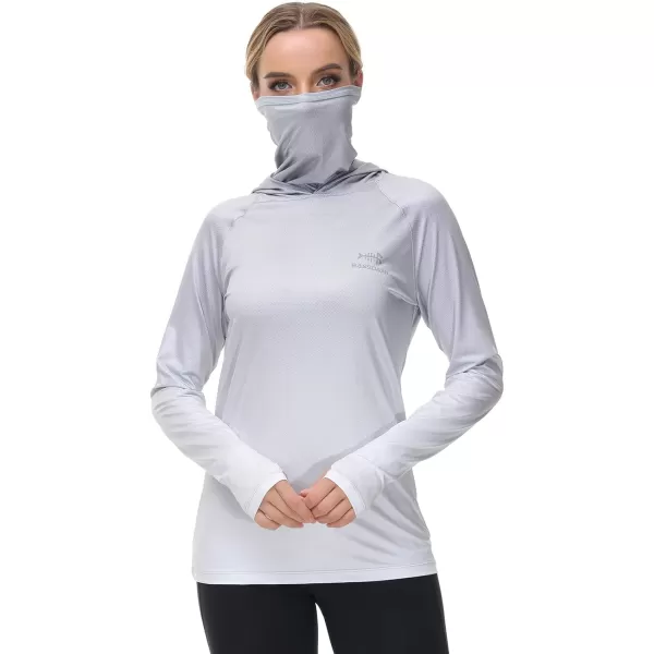 BASSDASH Womens Fishing Hoodie Shirt With Face Mask Thumb Holes UPF 50 FS23WGrey Spot Gradient