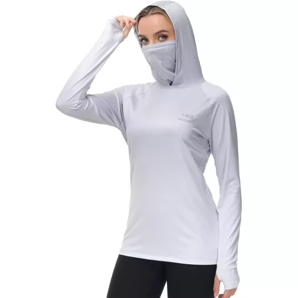 BASSDASH Womens Fishing Hoodie Shirt With Face Mask Thumb Holes UPF 50 FS23WGrey Spot Gradient