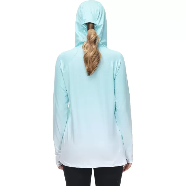 BASSDASH Womens Fishing Hoodie Shirt With Face Mask Thumb Holes UPF 50 FS23WMint Green Spot Gradient