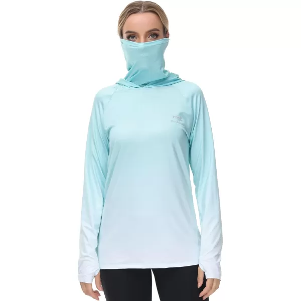 BASSDASH Womens Fishing Hoodie Shirt With Face Mask Thumb Holes UPF 50 FS23WMint Green Spot Gradient