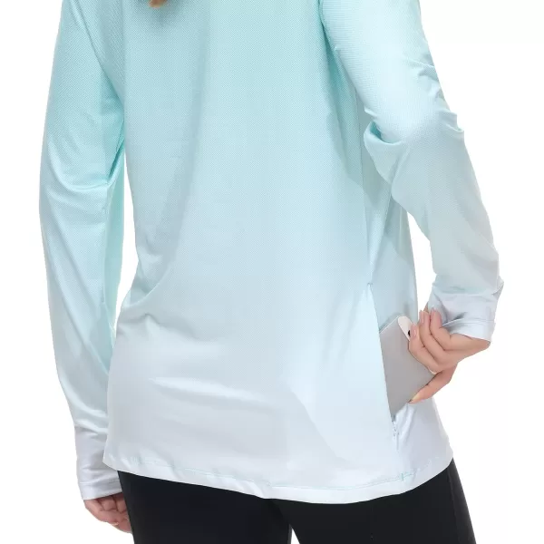 BASSDASH Womens Fishing Hoodie Shirt With Face Mask Thumb Holes UPF 50 FS23WMint Green Spot Gradient