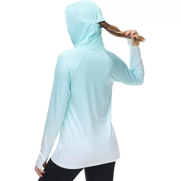 BASSDASH Womens Fishing Hoodie Shirt With Face Mask Thumb Holes UPF 50 FS23WMint Green Spot Gradient