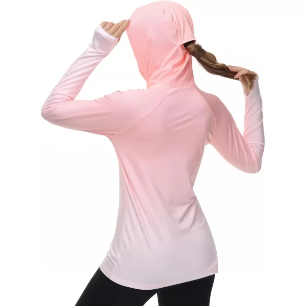 BASSDASH Womens Fishing Hoodie Shirt With Face Mask Thumb Holes UPF 50 FS23WPeach Spot Gradient