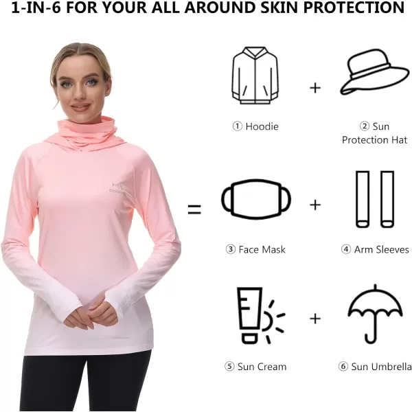 BASSDASH Womens Fishing Hoodie Shirt With Face Mask Thumb Holes UPF 50 FS23WPeach Spot Gradient