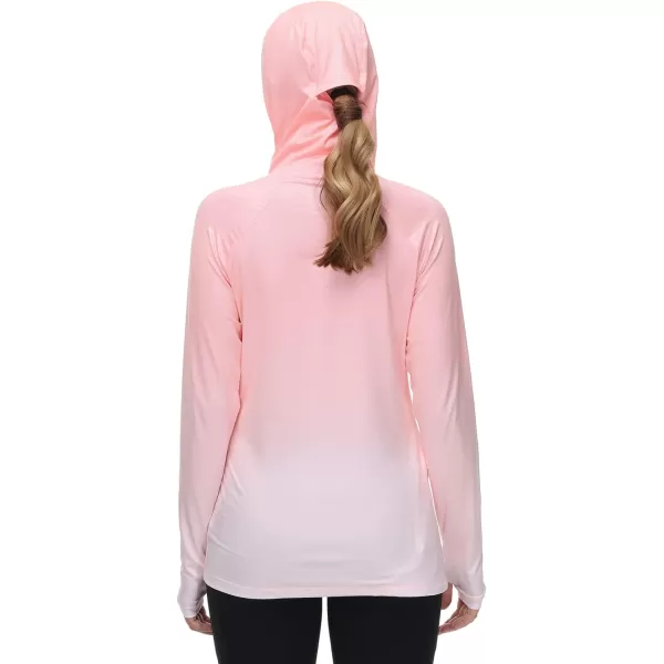 BASSDASH Womens Fishing Hoodie Shirt With Face Mask Thumb Holes UPF 50 FS23WPeach Spot Gradient