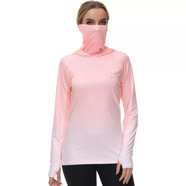 BASSDASH Womens Fishing Hoodie Shirt With Face Mask Thumb Holes UPF 50 FS23WPeach Spot Gradient