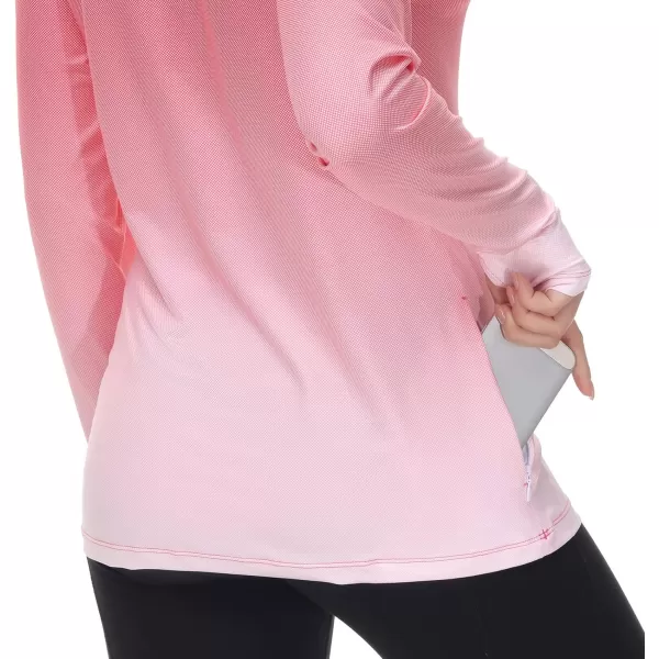 BASSDASH Womens Fishing Hoodie Shirt With Face Mask Thumb Holes UPF 50 FS23WRed Spot Gradient