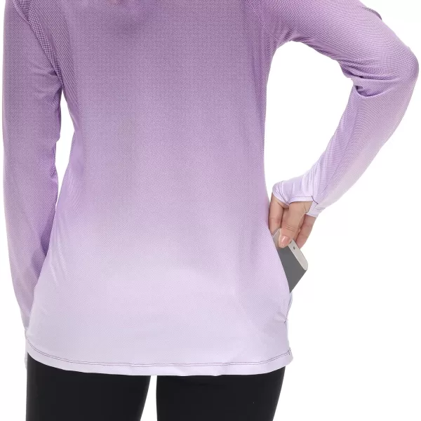 BASSDASH Womens Fishing Hoodie Shirt With Face Mask Thumb Holes UPF 50 FS23WViolet Spot Gradient