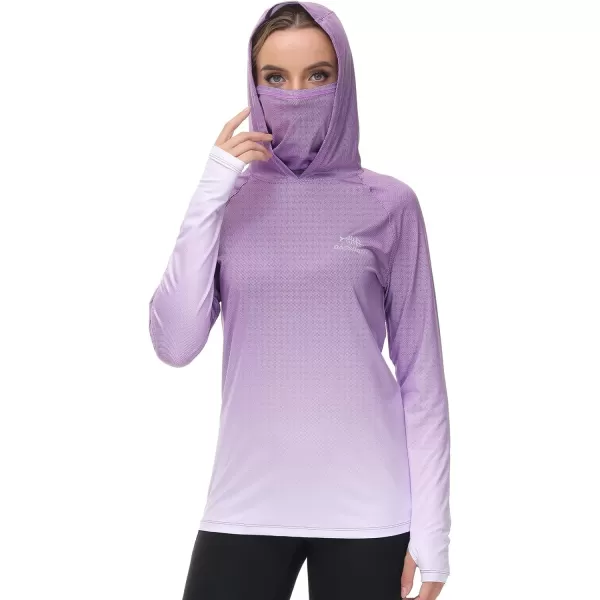 BASSDASH Womens Fishing Hoodie Shirt With Face Mask Thumb Holes UPF 50 FS23WViolet Spot Gradient