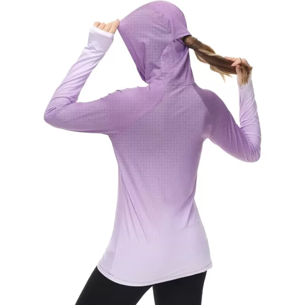 BASSDASH Womens Fishing Hoodie Shirt With Face Mask Thumb Holes UPF 50 FS23WViolet Spot Gradient