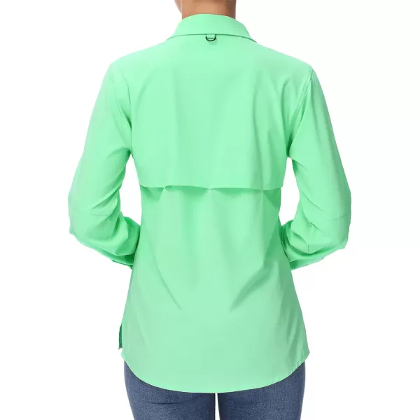 BASSDASH Womens UPF 50 Long Sleeve Fishing Hiking Button Down Shirt Performance Quick Dry FS21WBright Mint Green