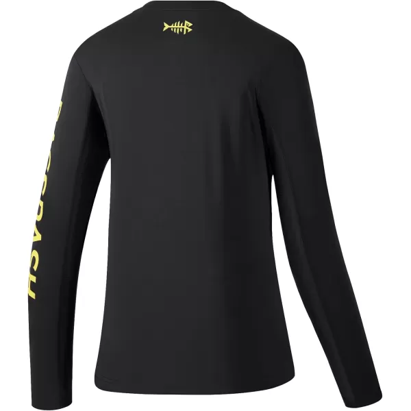 BASSDASH Womens UPF 50 UV Sun Protection Long Sleeve Shirts Quick Dry TShirt for Fishing Hiking KayakingBlackYellow Logo