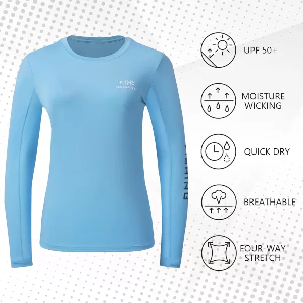 BASSDASH Womens UPF 50 UV Sun Protection Long Sleeve Shirts Quick Dry TShirt for Fishing Hiking KayakingCarolinaWhite Logo