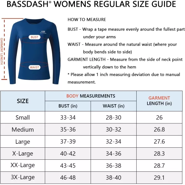 BASSDASH Womens UPF 50 UV Sun Protection Long Sleeve Shirts Quick Dry TShirt for Fishing Hiking KayakingDark BlueWhite Logo