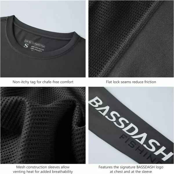 BASSDASH Womens UPF 50 UV Sun Protection Long Sleeve Shirts Quick Dry TShirt for Fishing Hiking KayakingDark GreyWhite Logo