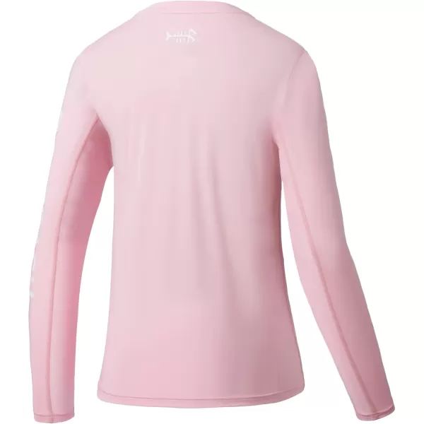 BASSDASH Womens UPF 50 UV Sun Protection Long Sleeve Shirts Quick Dry TShirt for Fishing Hiking KayakingPinkWhite Logo