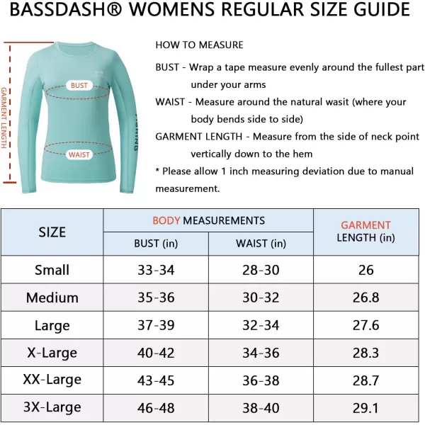 BASSDASH Womens UPF 50 UV Sun Protection Long Sleeve Shirts Quick Dry TShirt for Fishing Hiking KayakingSeafoamWhite Logo