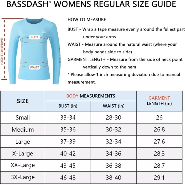 BASSDASH Womens UPF 50 UV Sun Protection Long Sleeve Shirts Quick Dry TShirt for Fishing Hiking KayakingSky BlueWhite Logo