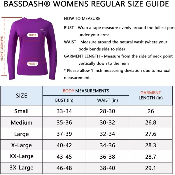 BASSDASH Womens UPF 50 UV Sun Protection Long Sleeve Shirts Quick Dry TShirt for Fishing Hiking KayakingVioletWhite Logo