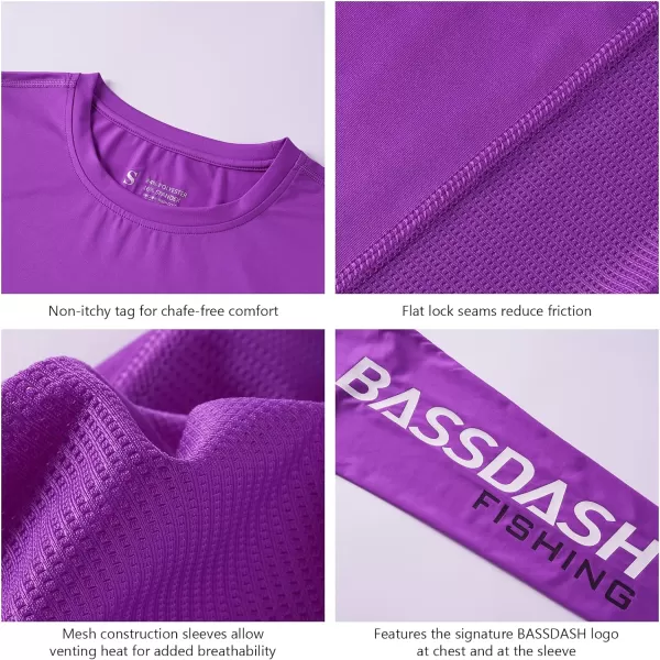 BASSDASH Womens UPF 50 UV Sun Protection Long Sleeve Shirts Quick Dry TShirt for Fishing Hiking KayakingVioletWhite Logo