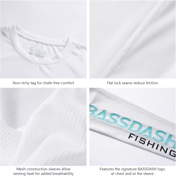 BASSDASH Womens UPF 50 UV Sun Protection Long Sleeve Shirts Quick Dry TShirt for Fishing Hiking KayakingWhiteAruba Blue Logo