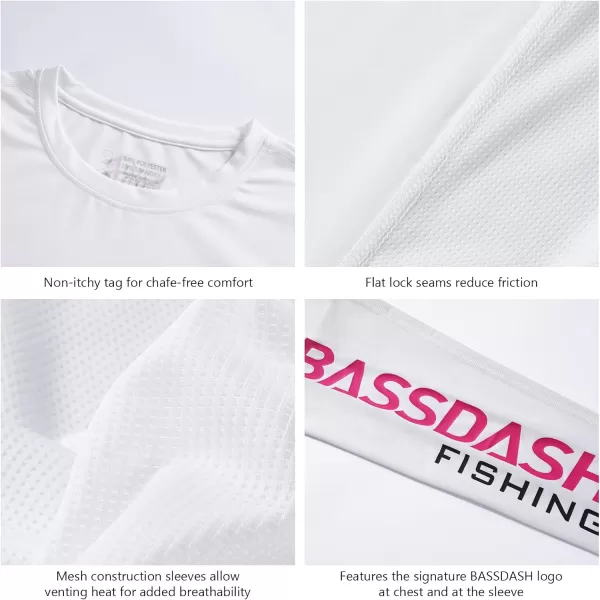 BASSDASH Womens UPF 50 UV Sun Protection Long Sleeve Shirts Quick Dry TShirt for Fishing Hiking KayakingWhiteRose Red Logo