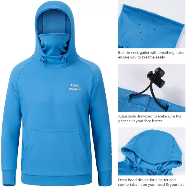 BASSDASH Youth Fishing Fleece Hoodie with Mask Water Resistant Kids Performance Sweatshirt FS18YMalibu Blue