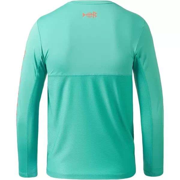 BASSDASH Youth Fishing T Shirts UPF 50 Long Sleeve Performance UV Protection Tee for Boys GirlsCarolina  Aqua Green