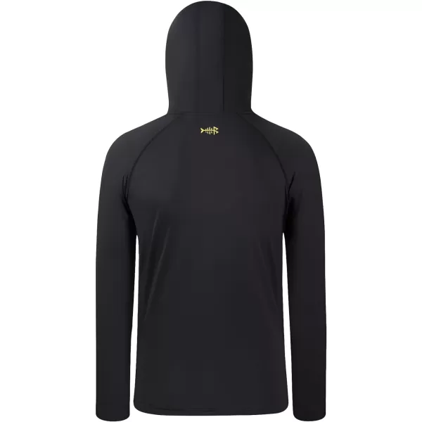 BASSDASH Youth UPF50 Performance T Shirt with Hood Long Sleeve Fishing Hiking Sun Shirt FS03YBlack