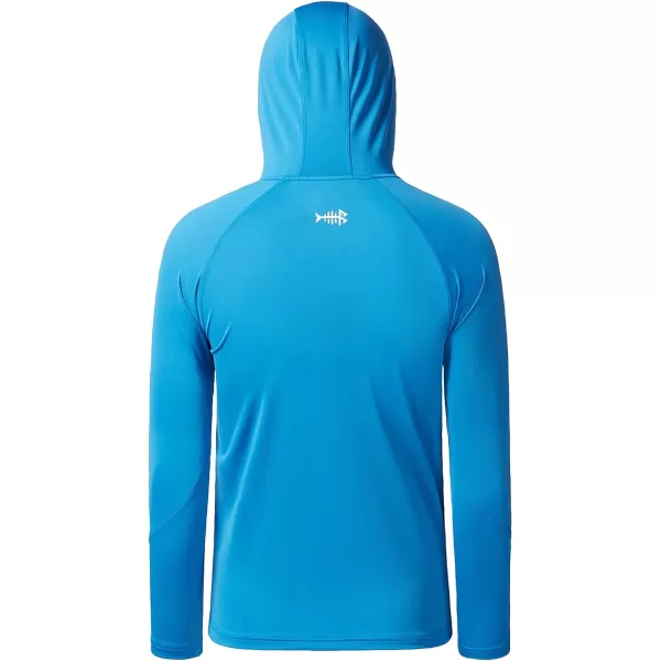 BASSDASH Youth UPF50 Performance T Shirt with Hood Long Sleeve Fishing Hiking Sun Shirt FS03YMalibu Blue