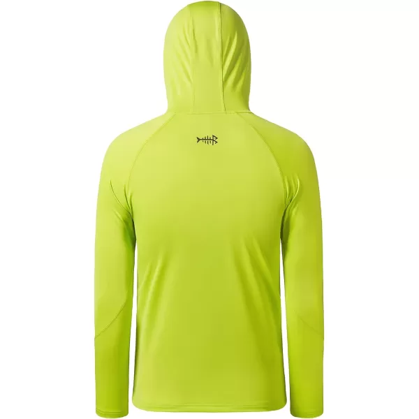 BASSDASH Youth UPF50 Performance T Shirt with Hood Long Sleeve Fishing Hiking Sun Shirt FS03YPear Green