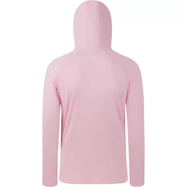 BASSDASH Youth UPF50 Performance T Shirt with Hood Long Sleeve Fishing Hiking Sun Shirt FS03YPink